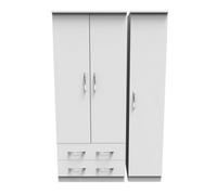 Ready Assembled 2 U Hampshire Triple 2 Drawer Wardrobe (Ready Assembled) in White Ready Assembled 2 U White