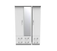 Hampshire Triple 4 Drawer Mirror Wardrobe In White Matt (Ready Assembled)