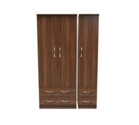 Hampshire Triple 4 Drawer Wardrobe In Noche Walnut (Ready Assembled)