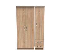 Hampshire Triple Plain Side Drawer Wardrobe In Bardolino Oak (Ready Assembled)