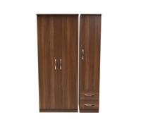 Hampshire Triple Plain Side Drawer Wardrobe In Noche Walnut (Ready Assembled)