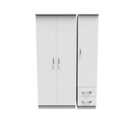Hampshire Triple Plain Side Drawer Wardrobe In White Matt (Ready Assembled)