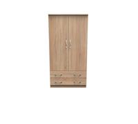 Hampshire Wide 2 Drawer Double Wardrobe In Bardolino Oak (Ready Assembled)