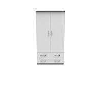 Hampshire Wide 2 Drawer Double Wardrobe In White Matt (Ready Assembled)