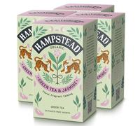 Hampstead Organic & Biodynamic Green Tea & Jasmine Bags (4 Packs of 20), Floral Jasmine Green Infusion, Plastic-Free & Compostable
