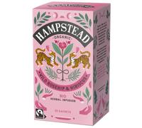 Hampstead Organic Rosehip Hibiscus 20 Teabags (Pack of 4 Total 80 Teabags) | Plastic Free | 100% Organic