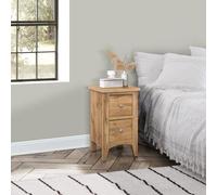 Hampstead Rustic Oak Effect Narrow Bedside Cabinet - 2 Drawers