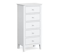 Hampstead White 5 Drawer Narrow Chest