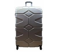 Hampton and Stewart Hard Shell Suitcase Luggage Case Trolley Cabin 4 Wheel Spinner 20" 24" 28" 32" Silver (S (20"))
