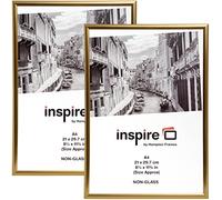 Hampton Frames Backloader A4 Picture Frame 2 Pack, Gold, Acrylic Front | Easy-Open Design, Lightweight | For Posters, Photos, Certificates, Wall Display