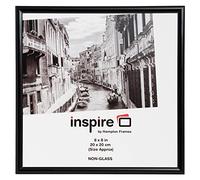 Hampton Frames | Backloader Picture Frame BLR88BKPX-1PK | 8x8in (20x20cm), Black, Acrylic Front, Plastic | Drop-In Back, Swivel Clips | For Photos, Posters, Certificates Display