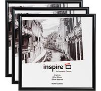 Hampton Frames | Backloader Picture Frame Set, 8x8in (20x20cm), Black, Acrylic Front, 3 Pack | Easy Photo Display, Lightweight, Wall or Tabletop Use