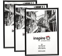 Hampton Frames BACKLOADER Picture Frame Set | A4 (21x29.7cm), Black, Pack of 3, Plastic, Foil Wrapped | Acrylic Front, Freestanding or Wall Mount | Poster Photo Certificate Display