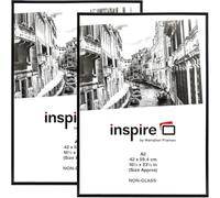 Hampton Frames | Backloader Poster Certificate Photo Frame A2, Black, Acrylic Front, 42x59cm | Pack of 2 | Rear Loading, Wall Mount, for Artwork, Photos, Documents