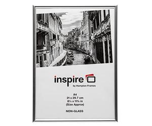Hampton Frames | Certificate Frame A4, Silver, 21x30cm, Acrylic Front, 10mm Plastic Moulding | Quick Load, Wall or Table Display | Protection for Photos, Documents