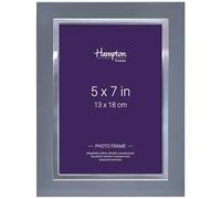 Hampton Frames DELANO Photo Frame | 5x7 (13x18cm), Grey/Silver, Aluminium, Rectangular | Glass Front, Easel Back, Lightweight | Contemporary Display for Photos, Home Decor