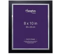Hampton Frames DELANO Picture Frame | 8x10 (20x25cm), Black/Silver, Aluminium, Rectangular | Glass Aperture, Easel Back, Lightweight | Contemporary Photo Frame for Home Decor