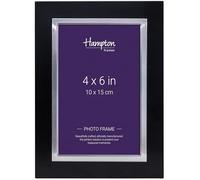 Hampton Frames, DELANO Single Picture Frame, 4x6 (10x15cm), Black/Silver Aluminium, Rectangular, Glass Aperture, Easel Back | Contemporary Photo Display