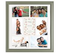 Hampton Frames HELENA Seven 4x6 (10x15cm) Aperture Sage Green Frame With White Mount Picture Photo Frame Acrylic HEL7APSG