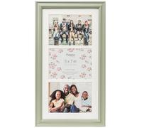 Hampton Frames HELENA Triple 5x7 (13x18cm) Sage Green Frame With White Mount Picture Photo Frame Acrylic HEL375SG