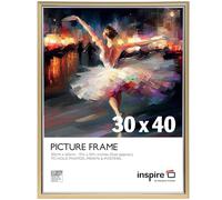 Hampton Frames inspire Picture Poster Frame | 30x40cm, Gold, Plastic, Foil Wrapped | Wall Mount, Acrylic Front, Drop-In Back, Landscape or Portrait | Display for Photos, Art