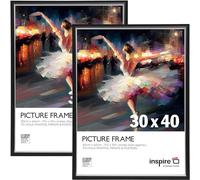 Hampton Frames inspire Picture Poster Frame Pack of 2 | 30x40cm, Black, Plastic, Foil Wrapped | Acrylic Non-Glass Front, Wall Mount, Drop In Back | For Photos, Certificates, Art Display