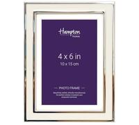 Hampton Frames, ISABEL Picture Photo Frame, 4x6 (10x15cm), Silver, White Enamel Inlay, Glass Front, Bevel Cut Mount | Freestanding or Wall Display, Contemporary Home Décor