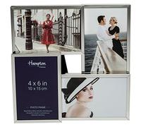 Hampton Frames, JACKSON Multi Aperture Photo Frame, 4 x 6 Silver Metal, Polished Silver Plate, Glass Fronts, Freestanding, Rectangular | Display Multiple Photos