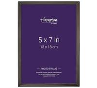 Hampton Frames KINGSBRIDGE Picture Frame | 5x7 (13x18cm), Black, Polished Nickel Metal, Glass Front | Freestanding or Wall Mount | Modern Rectangular Photo Display