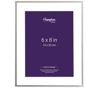 Hampton Frames | Mayfair Silver Plate Photo Frame, 6x8in (15x20cm), Bevel Cut White Mount, Glass Aperture, Freestanding or Wall Mount | Photo Display for Home or Office