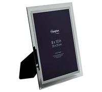 Hampton Frames | Mirror Glass Photo Frame GTM24080 | 8x10 Inch (20x25cm), Bevel Edged Clear Glass, Mirror Inlay | Freestanding, Black Velvet Back | Display for Photographs