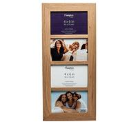 Hampton Frames, Multi Aperture Photo Frame, 4x6 (10x15cm), Natural Oak, Polished Wood | 4 Aperture, Acrylic Front, Wall Mount | Display Multiple Photos, Home Décor, Rectangular Design