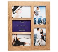 Hampton Frames, Multi Aperture Photo Frame, 5 Aperture 4x6 (10x15cm), Natural Oak, Polished Wood, Wall Mount | Acrylic Front, Drop In Back, Hanging Loops | Display Multiple Photos