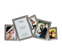 Hampton Frames | Multi Aperture Photo Frame | 5 Aperture, Silver, Metal | Overlapping design, bevel-edged glass, velvet back, wall or freestanding | Display multiple photos
