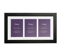 Hampton Frames | Multi Aperture Photo Frame | Black, 3-6x4 (10x15cm), Rectangular, Paperwrapped Wood Effect MDF, Acrylic Front | Wall Mount, Landscape or Portrait, Displays Multiple Photos