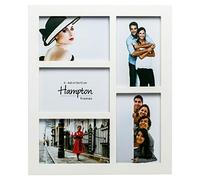 Hampton Frames, Multi Aperture Photo Frame GAL5APWHX, White, Engineered Wood, 5 x 4x6 Rectangular, Glass Front | Freestanding or Wall Mount | Display Multiple Pictures, Home Décor