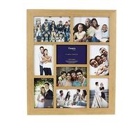 Hampton Frames | Multi Aperture Picture Photo Frame NEWOAK9APLX | 9 Openings, Natural Oak, Acrylic Front | Wall Mount, Landscape or Portrait | Display 7 4x6 & 2 5x7 Photos