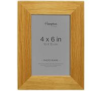 Hampton Frames NEW HAMPSHIRE 4x6 (10x15cm), Solid Oak Wood Photo Frame Wall Mount & Freestanding, Glass Front, Bridle Joint Corners Perfect Display for Home Décor HAM46OAK