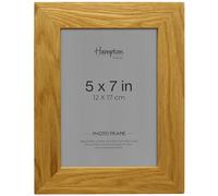 Hampton Frames NEW HAMPSHIRE 5x7 (13x18cm), Solid Oak Wood Photo Frame Wall Mount & Freestanding, Glass Front, Bridle Joint Corners Perfect Display for Home Décor HAM57OAK