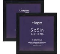Hampton Frames | OXFORD Picture Frame Set, 5x5 Inch (13x13cm), Black, Acrylic (Non-Glass) | Pack of 2, Wall or Tabletop Display, Lightweight, Modern Home Décor