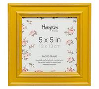 Hampton Frames | PALOMA 5x5 Square Photo Frame | 13x13cm, Mustard Yellow, Distressed Painted MDF, Glass Front | Freestanding or Wall Mount | Display for Pictures