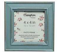 Hampton Frames PALOMA Square Photo Frame | 4x4 (10x10cm), Light Blue, Distressed Painted MDF, Glass Front | Freestanding or Wall Mount, Shabby Style Home Décor