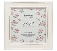 Hampton Frames, PALOMA Square Photo Frame, 6x6 Inch (15x15cm), White Distressed MDF, Glass Front, Freestanding or Wall Mount | Display for Home Décor