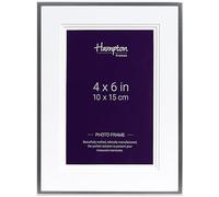 Hampton Frames | Photo Frame | 4x6 (10x15cm), Silver, Rectangular, Polished Aluminium | Glass Aperture, Freestanding or Wall Mount, Landscape or Portrait | Home Décor Display