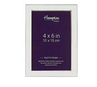 Hampton Frames ANNABEL Silver Plate Photo Frame with White Enamel Inlay 4x6 (10x15cm) - ANN46WH,Silver and White