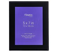 Hampton Frames | Photo Frame | 5x7 (13x18cm), Black, Rectangular, Polished Glass | Bevel-edged, 28mm Wide Profile, Freestanding | Display for Photos, Home Décor