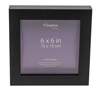 Hampton Frames | Photo Frame | 6x6 (15x15cm), Black, Square | Deep 35mm Profile, MDF Wood Effect, Acrylic Aperture | Freestanding or Wall Mount, Display for Photos