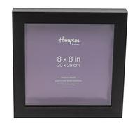 Hampton Frames | Photo Frame | 8x8 (20x20cm), Black, Square | Deep Profile MDF, Acrylic Aperture, Rear Loading | Freestanding or Wall Mount, Home Display