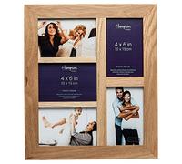 Hampton Frames | Photo Frame, NEW ENGLAND 4648AP5 | 5 Aperture, 4x6 (10x15cm), Solid Oak, Natural | Wall Mount, Seamless Bridle Joints, Glass Front | Multi Photo Display