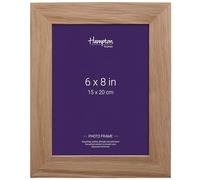 Hampton Frames | Photo Frame, NEW ENGLAND Model, 6x8 Inch (15x20cm), Solid Oak Wood | Wall Mount or Freestanding, Glass Front, Bridle Joint | Classic Picture Display for Home Decor